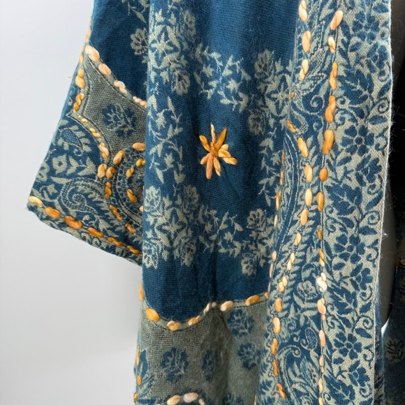 Paper Lace Womens One Size Poncho Style Cardigan Boho Embroidered  Woven Indian - Picture 4 of 13